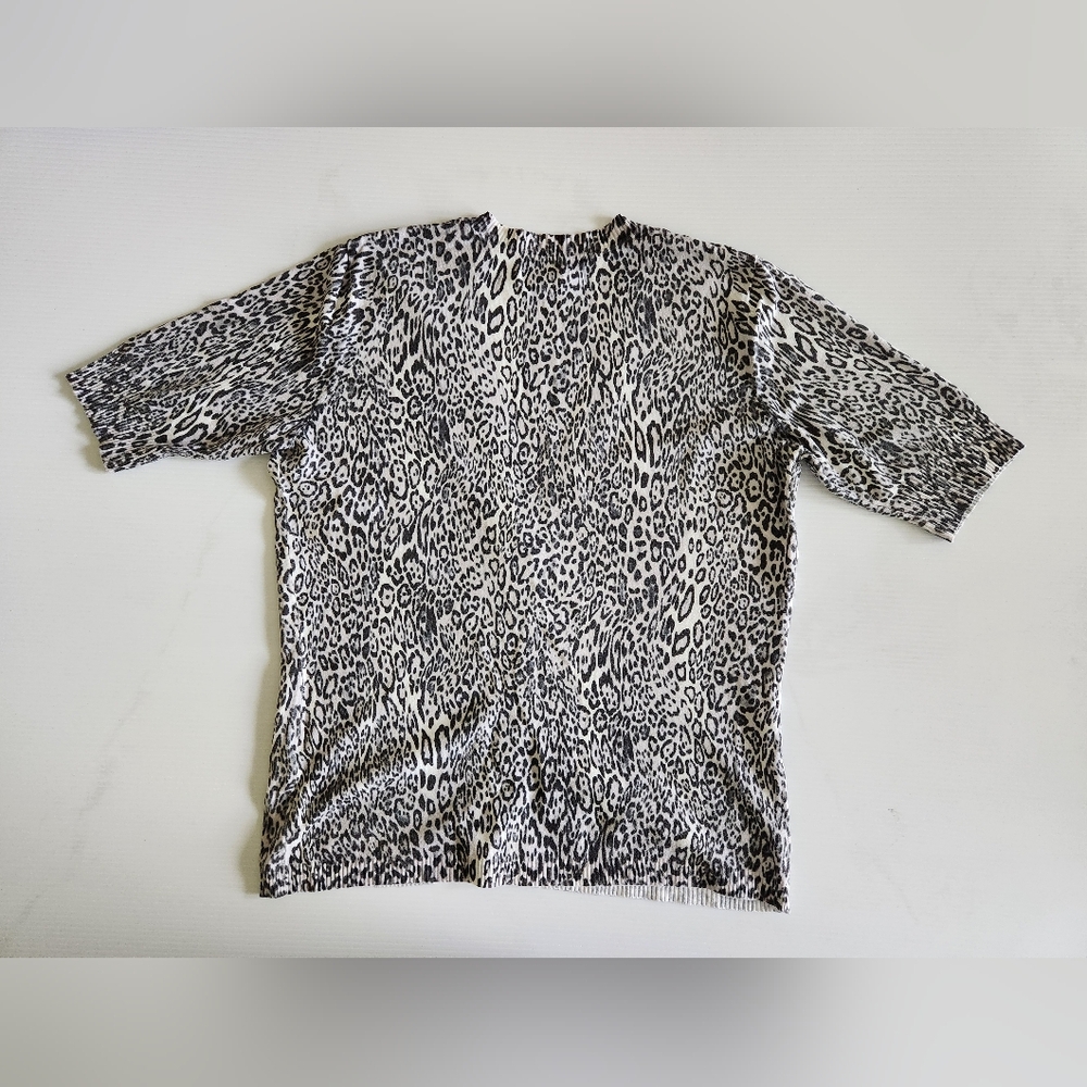 New York & Company Cream and Gray Leopard Print Sweater - Picture 2 of 6
